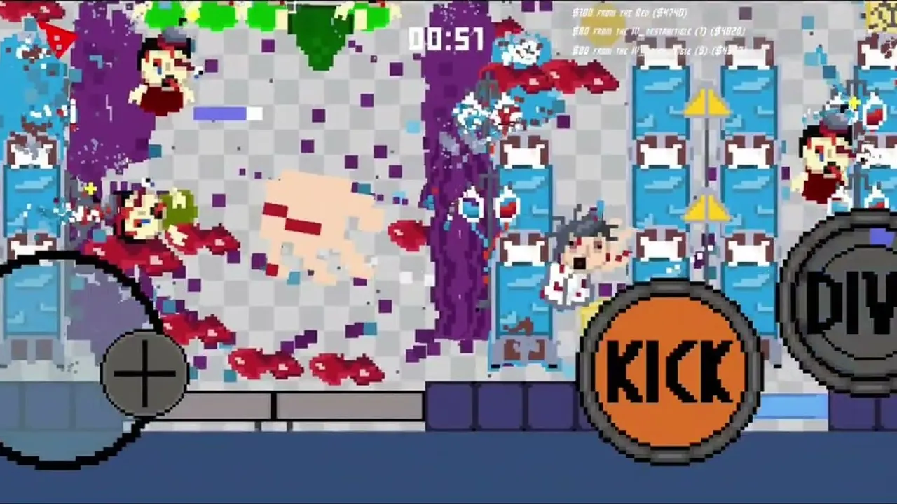 The doctor mid-dive through the ward with 0:51 left on the timer