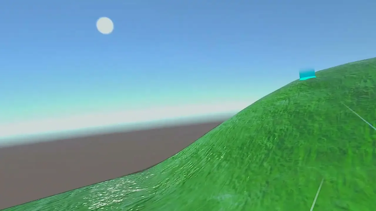 A bright green hill under a blue sky inside the wallpaper world